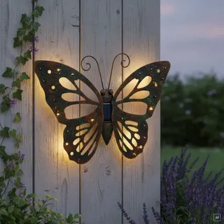 ABC home | Wanddeko Schmetterling – LEDs Solarpanel Lichtsensor | 42 cm B