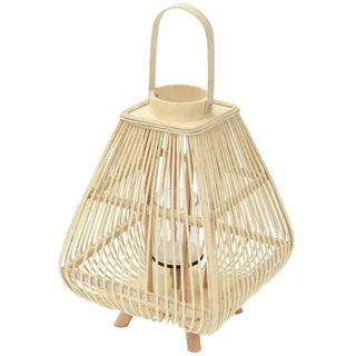 ECD Germany Laterne Holzfarbe 29x55,5x29 cm inkl. Henkel & Glaseinsatz beige/braun
