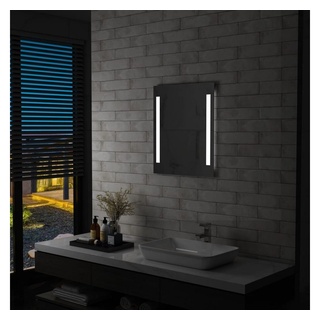 vidaXL Spiegel Badezimmer-Wandspiegel mit LED und Ablage 50×70 cm (1-St) silberfarben 70 cm x 50 cm