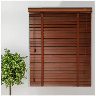 Massivholzjalousien, 60/70/80/90/100/120cm Venezianische Jalousie, Horizontale Fenster Jalousien, Holz Verdunkelung Rollos Venezianische Jalousette, Innen-/außeninstallation,WxH-120x140cm/47*55in