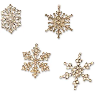 Loberon Weihnachtsschmuck 4er Set Gaillon, div. Größen und Formen, mit Funkelnden Strasssteinen, Christbaumschmuck, Weihnachtsdeko, Eisendraht, Glassteinchen, Gold