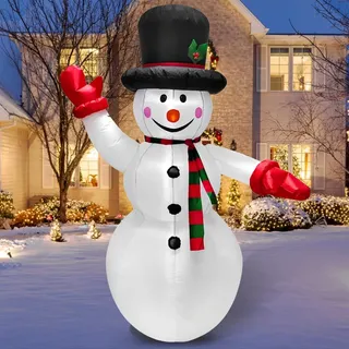 1.8m Aufblasbarer Schneemann Weihnachten mit LED Lichtern Außendekoration Aufblasbarer Schneemann Weihnachtsdeko für den Garten Aufblasbare Feiertags Innen Außendeko für Weihnachtsfeiern