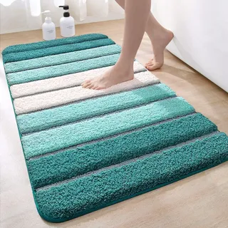 Rutschfeste Mikrofaser-Badmatte 60 x 90 cm, Türkis - Türkis