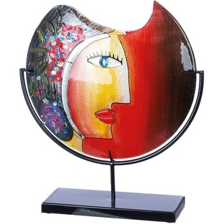 Casablanca by Gilde Dekovase Glasart Deko Vase Face "Cloe", Höhe ca. 48 cm (1 St), aus Metall und Glas, handbemalt mit Fusingglaselementen bunt|rot