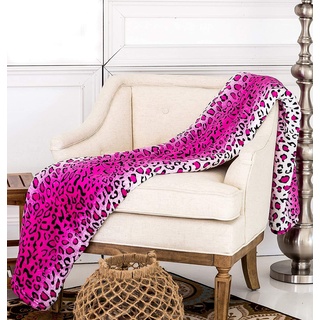 Home Must Haves Bed Blanket Queen Zebra Giraffe Safari Tierdruck Ganzjahresdecke Extra Weich Warm Sofa Couch Überwurf Bett Decke King Size, Pink Leopard, Polyester