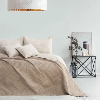 texpot Bettüberwürf 220 x 240 cm beige-Cappucino Tagesdecke zweiseitig Ultrasonic Steppung