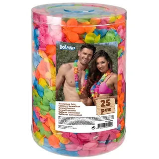 Boland - Hawaii-Ketten im Set, 25 Stück, Blumen-Ketten, Sommer, Strand, Garten-Party, Accessoire, Zubehör, Beach-Party, Mottoparty, Karneval - Einheitsgröße