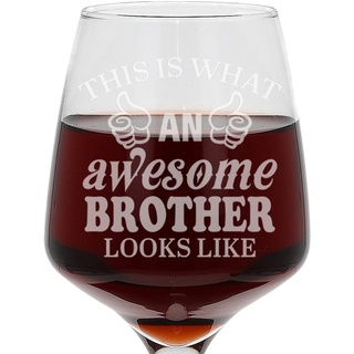 Geschenke für Bruder "This is What an Awesome Brother Looks Like", lustiges Weinglas mit Gravur für Brüder, geätzt, 400 ml großes Weinglas