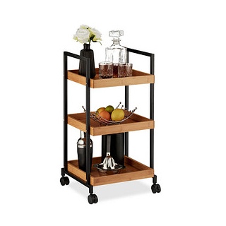 relaxdays Servierwagen braun, schwarz 37,0 x 34,0 x 69,5 cm