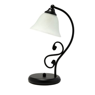 Licht-Erlebnisse Nachttischlampe DOROTHEA, ohne Leuchtmittel, Tischleuchte Landhausstil Nachttisch Alabaster Glas 21cm Lampe bunt|schwarz