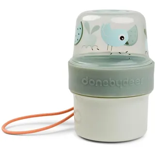 Done by Deer Müslibecher To Go Kinder - Joghurtbecher To Go oder Snackbox mit Fächern - 2 Luftdichte Kammern - Auslaufsicher - BPA-Frei - Ø8 x H 11,5 cm - Birdee Grün