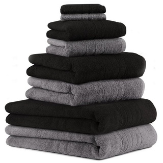 Betz Handtuch Set 8-TLG. Handtuch-Set Deluxe 100% Baumwolle 2 Badetücher 2 Duschtücher 2 Handtücher 2 Seiftücher Farbe anthrazit grau und schwarz, 100% Baumwolle, (8-tlg) grau|schwarz