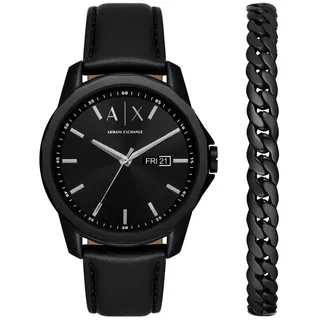 ARMANI EXCHANGE Quarzuhr The Black Watch and Curb Chain Bracelet Edelstahl schwarz