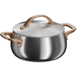 BergHOFF Home Kasserole klein (18cm) – Edelstahl Topf mit Deckel – Kochtopf für alle Herdarten inkl. Induktion – Schmortopf - Ofenfest - Rose gold