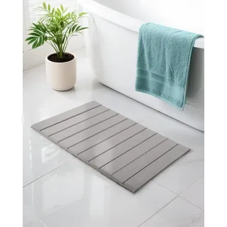 Ribelli Kieselgur Badematte rutschfest 62 x 41cm, Aufrollbare Duschvorleger mit PU-Leder, Badvorleger Schnelltrocknend, 100% Natürlich Stein Bodenmatte, Bad Matte Super Saugfähig Badezimmerteppich