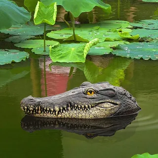 Kertaym Schwimmende Teichdeko Krokodil, Realistische Gartenteich Deko Für Außenbereich, Teich Dekoration, Teichdeko Miniteich, Schwimmtier Zum Schutz Von Wasserflächen (B)