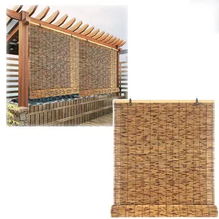 CcacHe Bambusrollo Aussenbereich 80cm 100cm 120cm 150cm 160cm Breit Bambus-Rollos Sichtschutz Für Outdoor, Raffrollo Blickdicht Wetterfest Jalousie Holzrollos Für Fenster Balkon Terrasse
