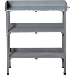 Outsunny Pflanztisch, Grau, Holz, 37x89x76 cm, Wohnzimmer, Wohnzimmertische, Blumenständer