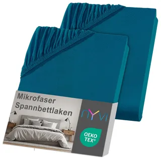 nyvi Spannbettlaken Mikrofaser 140 x 200 - 160 x 200 cm petrol 2 St.