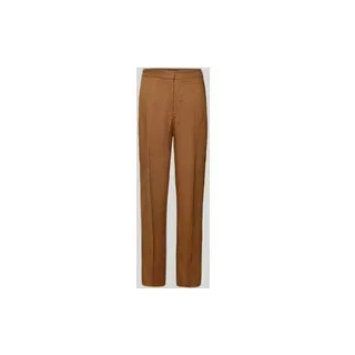 Straight Fit Leinenhose mit Bügelfalten Modell 'Boreli', Camel, 42