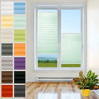 Plisart Premium Plissee mit Bohren, Pearl Stoff, Mint 80x180 cm | Sonnenschutz & Sichtschutz Rollo, Lichtundurchlässiges Faltrollo, Jalousie zum Bohren, Plisseerollo Hitzeschutz für Fenster