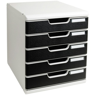 Exacompta 301014D 1x Modulo Ablagebox mit 5 Schubladen, ideal für Dokumente DIN A4, grau/schwarz