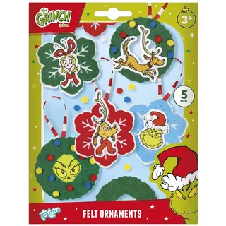 GRINCH Filzanhänger Set | 5x DIY Weihnachtsbaumschmuck zum Basteln | Lustige Deko für Kinder ab 3 Jahren