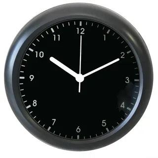 DAZZLEEX Wasserdichte Badezimmer-Wanduhr, selbstansaugender Mechanismus für Badezimmer, Bereiche mit hoher Luftfeuchtigkeit, für Küche, Büro, Wohnzimmer, ohne Bohren (schwarz)