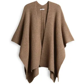 Opus Damen Poncho/Cape | ABLANKI Rippstrickcape mit Wolle cocoa, 0 - Einheitsgröße