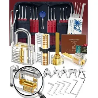 Lockpicking Set Dietrich 37 Teile Schlösser Handbuch Burgunderrot