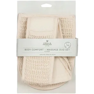 Croll & Denecke Massage Duo Set, Massagegurt und Massagehandschuh aus Sisal und Baumwollfrottee, 2-teilig