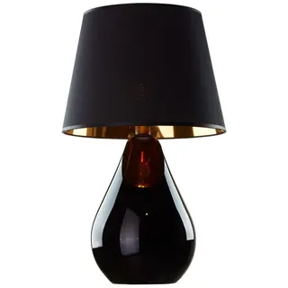 Tischleuchte Schwarz Gold E27 66 cm Stoff Glas Modern Tischlampe Wohnzimmer Schlafzimmer Nachttischlampe