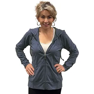 COUVER Store, Damen-Kapuzenpullover mit Reißverschluss, dünn, Baumwolle, Denim, M - M