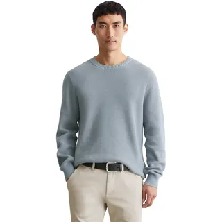 Rundhalspullover MARC O'POLO, Herren, Gr. S, meltwater, Strick, Obermaterial: 71% Baumwolle, 19% Schurwolle, 10% Polyamid, casual, regular fit, Rundhals, Langarm Rippbündchen, Pullover, Sanfter Bi-Color-Effekt