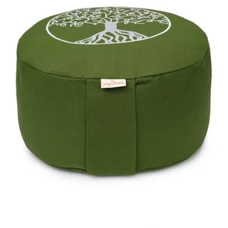 yogabox Yogakissen Meditationskissen Glückssitz® Lebensbaum, robust, anpassbare Füllmenge grün
