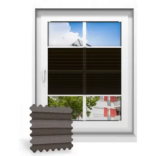 Plissee ohne Bohren nach Maß, Dunkelbraun 148110, 30 x 80 cm, Plissee individuell maßangefertigt