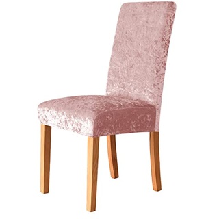 Morbuy Einfarbig Stuhlhussen Set Stretch Stuhlbezug für Esszimmerstühle, Leuchtende Samt Waschbarer Stuhlhussen Schwingstühle Stuhlüberzug für Haus Hotel Hochzeit Partys (1er Set,Rosa)