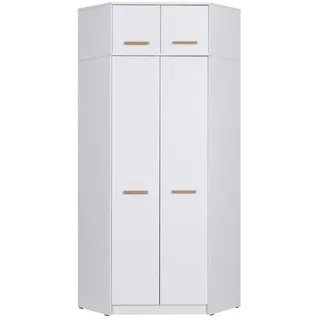 Marmex Möbel Eckkleiderschrank+Schrankaufsatz, Weiß, Holzwerkstoff, 91x235x91 cm, Schlafzimmer, Kleiderschränke, Eckschränke