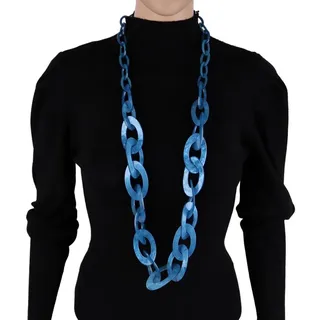 MIRROSI Lange Kette Damen Statement Halskette HARZ ca.95cm lang (perfekt für Pullover, Bluse, Shirt), Bunte Halskette grün