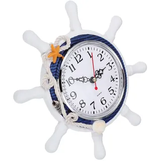Holz Steuerrad Wanduhr mit Stern Vintage Rustikale Nautische Meer Wandkunst Ornament Silent Dekouhr für Kinder Wohnzimmer Schlafzimmer Wandhänger Dekoration Zufällige Farbe