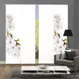 HOME WOHNIDEEN Schiebegardine 4er-Set Schiebegardinen KIRANGI 245 x 60 cm inkl. Zubehö, Weiß, halbtransparent, 100% Polyester beige