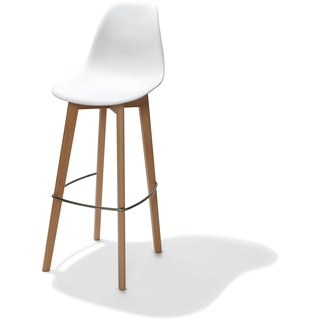 Keeve Barhocker | Rückenlehne | Weiß | Holz/Kunststoff | Stapelbar | 530x470x1190(h)mm