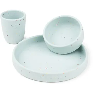 Done by Deer Silikon Geschirr-Set, Confetti blau 3 El.