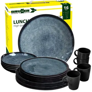 BRUNNER Geschirr-Set BRUNNER Camping Geschirrset VENETIAN (8, 12, 16, 36-Teile) Rutschfest (16-tlg)