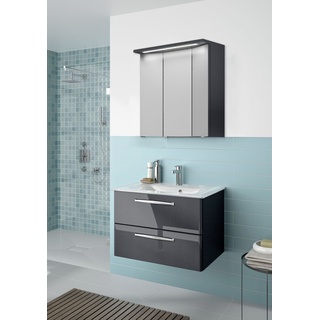 Pelipal Badblock Trentino Dekor 770 Anthrazit Hochglanz/ Anthrazit Glanz, Breite 770 mm