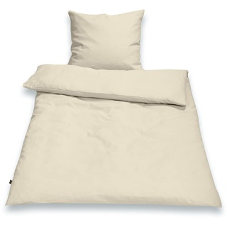 SETEX Halbleinen-Bettwäsche, 155 x 220 cm, Bezug für Bettdecke im Set mit Kissenbezug, 55 % Leinen, 45 % Baumwolle, Weiches Soft Washed Finish, 2-teiliges Bettwäsche-Set, Puderbeige