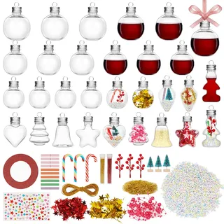 OSTWOLKE 30 STK. Weihnachtskugeln zum Befüllen, Christbaumkugeln Kunststoff | Weihnachtsbaumkugeln Plastik, durchsichtige Weihnachtskugeln, Weihnachtsdeko Kugeln geeignet zum Befüllen und Aufhängen