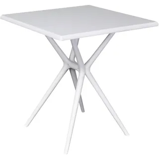 Ambia Garden Gartentisch, Weiß, Kunststoff, quadratisch, Stativgestell, 70x74x70 cm, wetterbeständig, platzsparend, Gartenmöbel, Gartentische, Gartentische