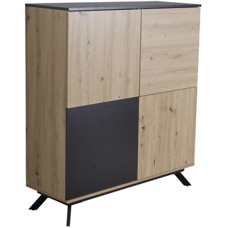 Highboard FineBuy Sideboard 110x125x40cm MDF Eiche Dekor Kommode Anrichte Modern