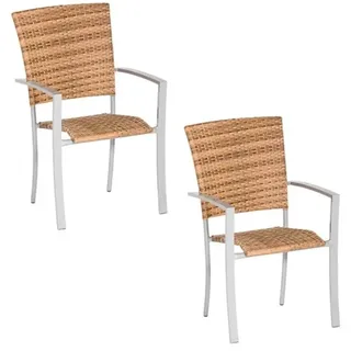 Merxx Stapelsessel Savona 2er Set Gartenstuhl Stapelstuhl Aluminium naturgrau